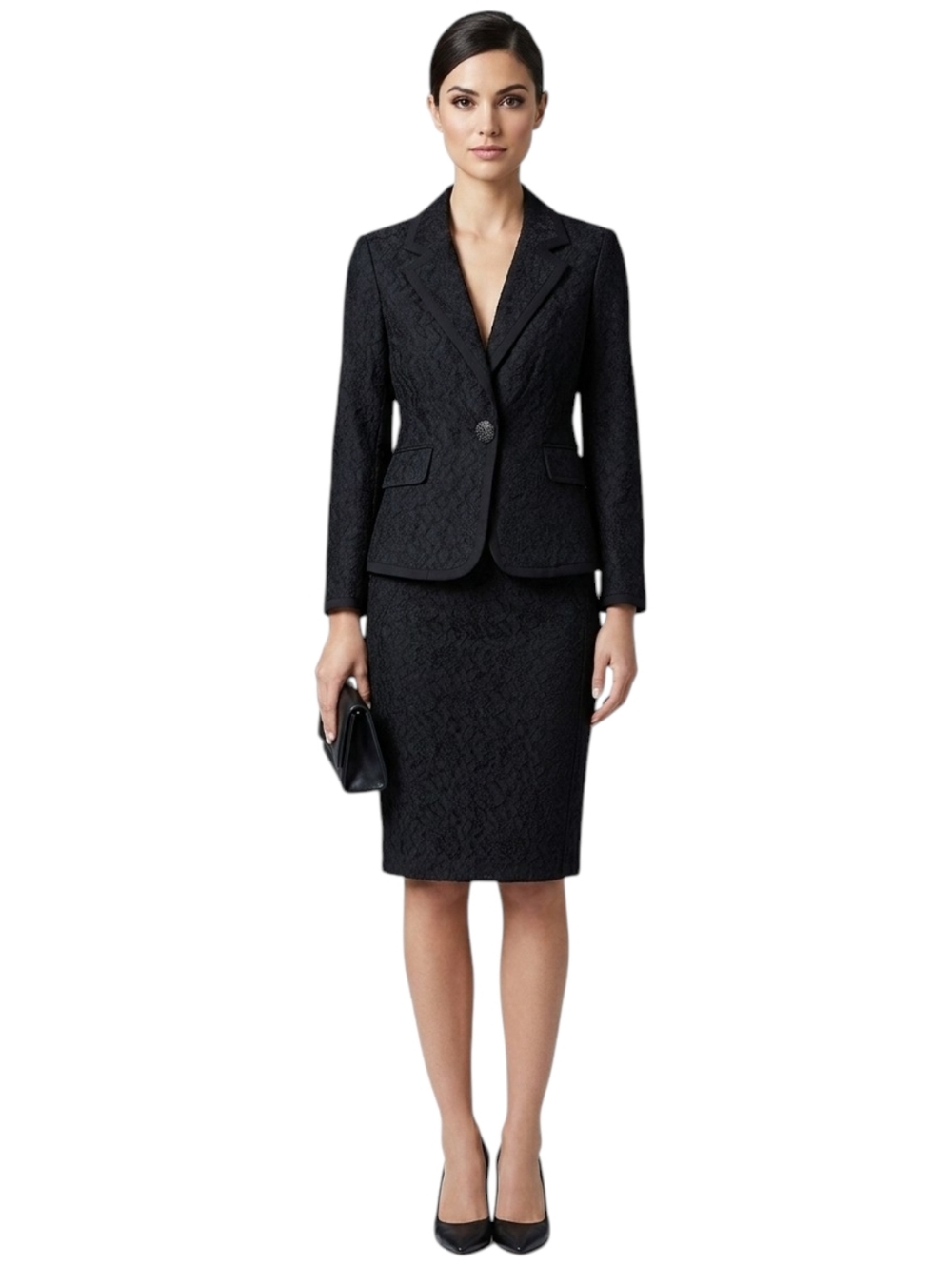 DVF Black Floral Lace 2PC Suit Set NWT Ursette Blazer Sz 6 & Martey Skirt Sz 8